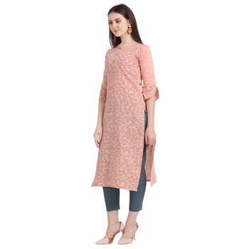Peach printed cotton kurtas-and-kurtis 2