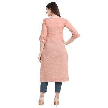 Peach printed cotton kurtas-and-kurtis 3
