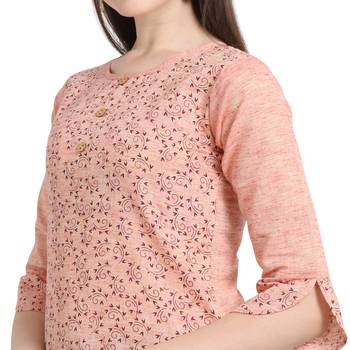 Peach printed cotton kurtas-and-kurtis 4
