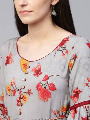 Grey printed viscose rayon maxi-dresses 5