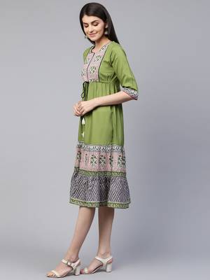 Green printed cotton maxi-dresses 4