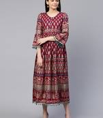 Wine printed cotton maxi-dresses
