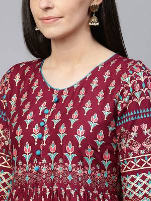 Wine printed cotton maxi-dresses 5