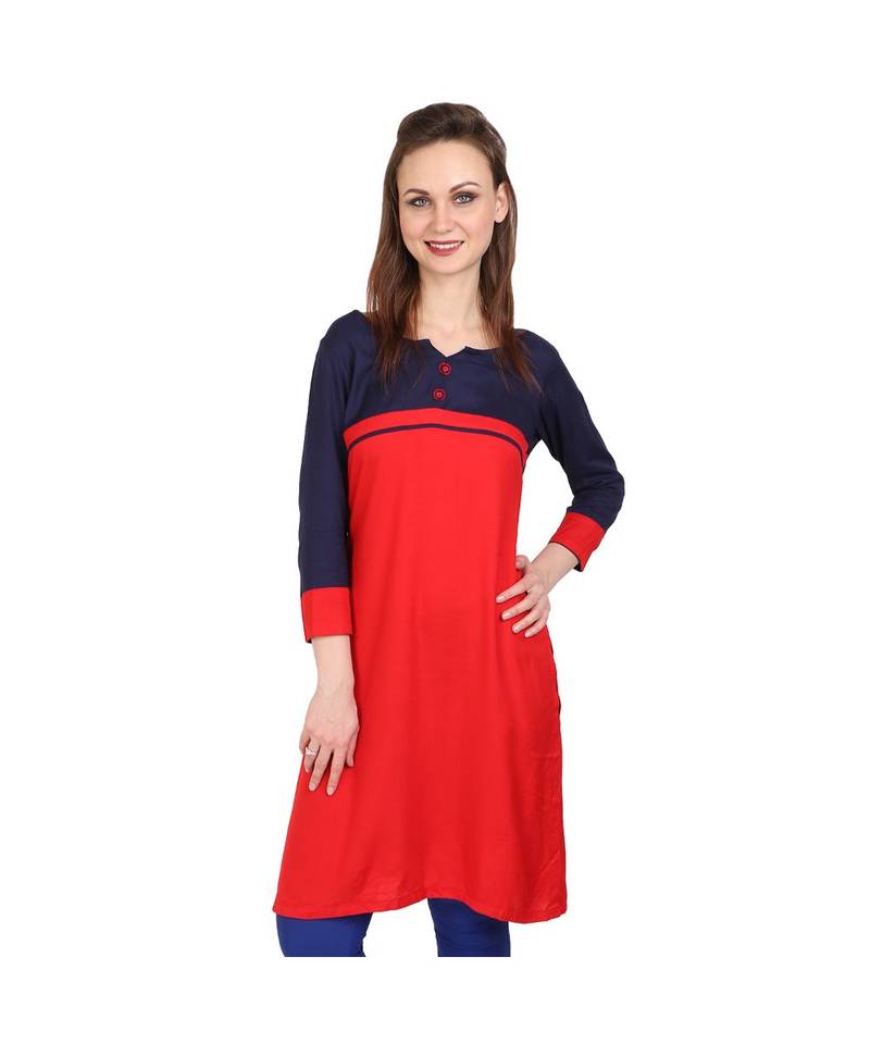 red printed rayon kurti