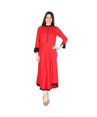 red printed rayon kurti 1