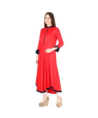 red printed rayon kurti 3
