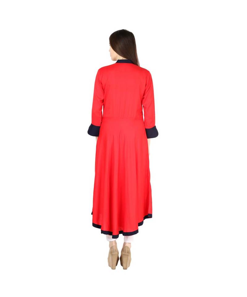 red printed rayon kurti