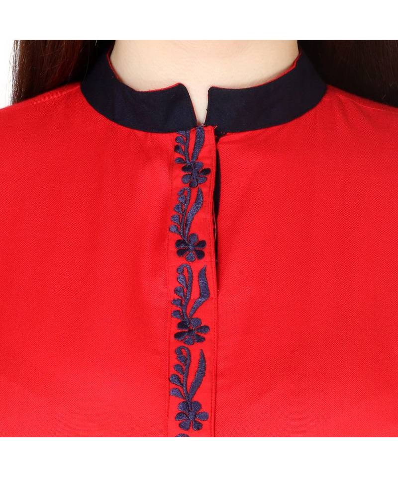 red printed rayon kurti