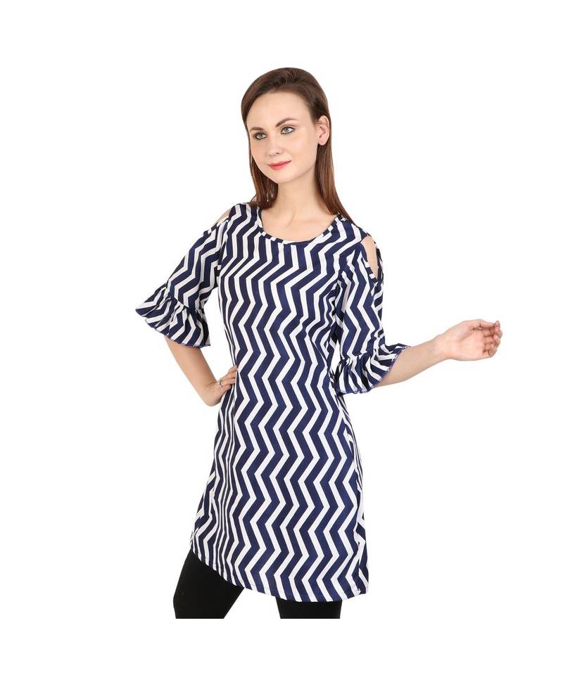 blue printed rayon kurti