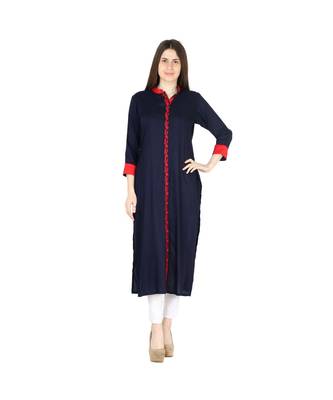 blue printed rayon kurti 1