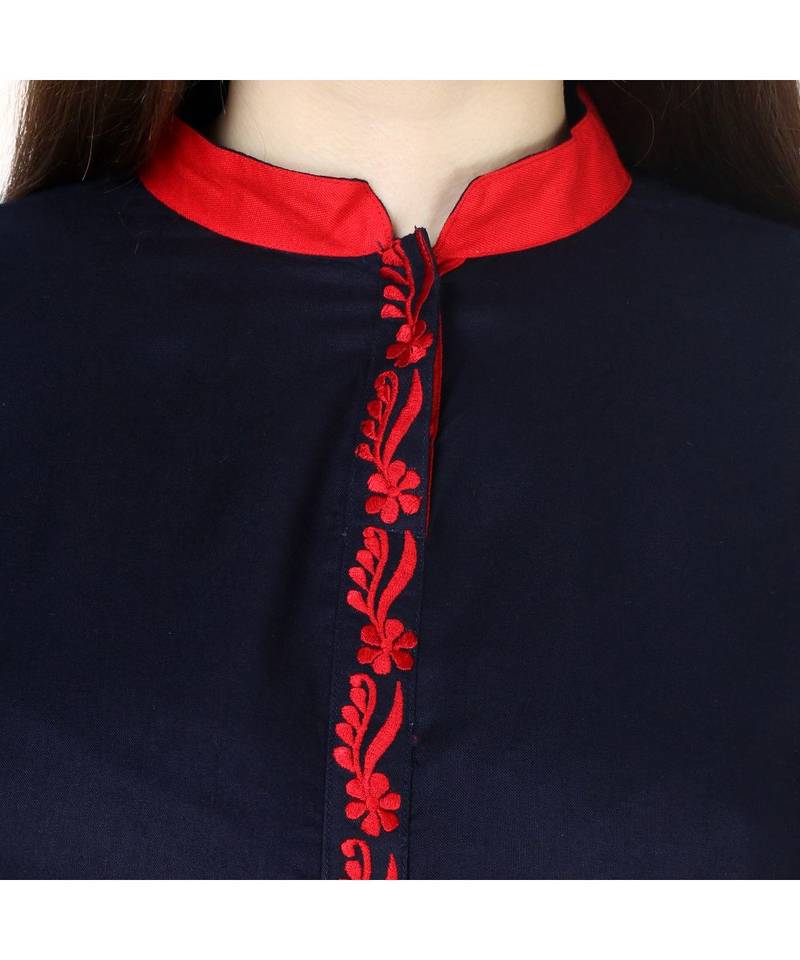 blue printed rayon kurti