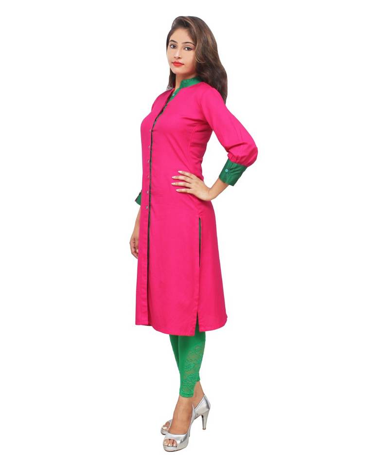 magenta printed rayon kurti