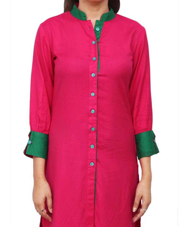 magenta printed rayon kurti