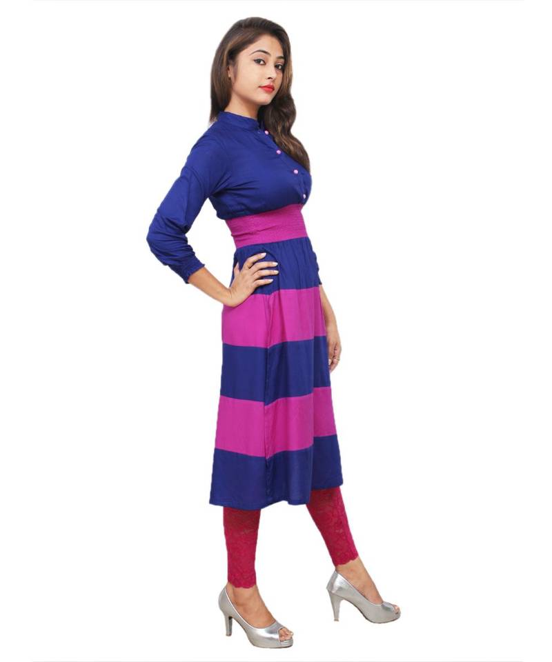 blue printed rayon kurti