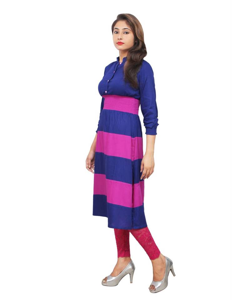 blue printed rayon kurti