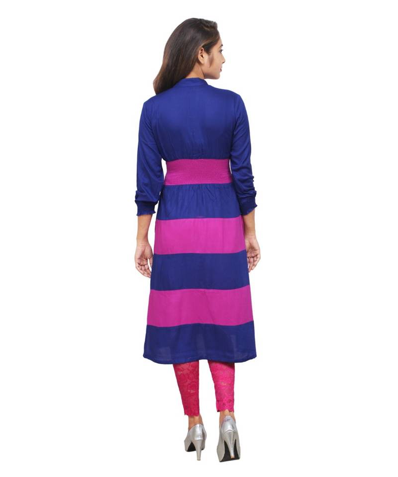 blue printed rayon kurti