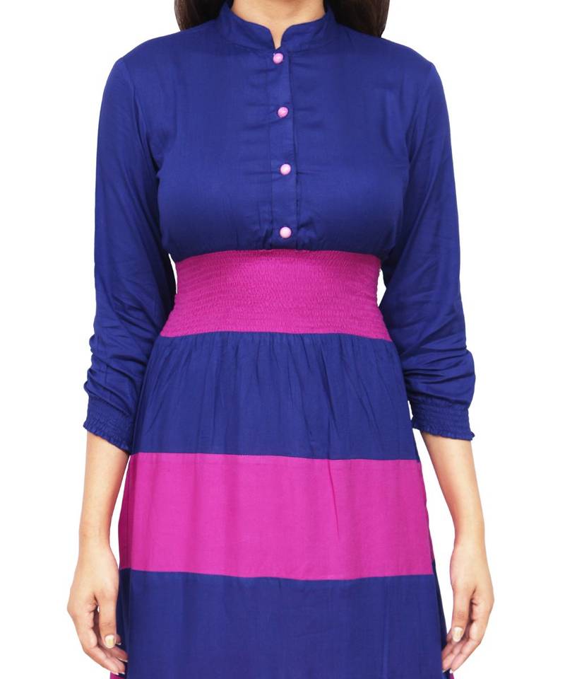 blue printed rayon kurti