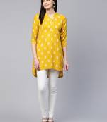 Mustard printed viscose rayon tunics
