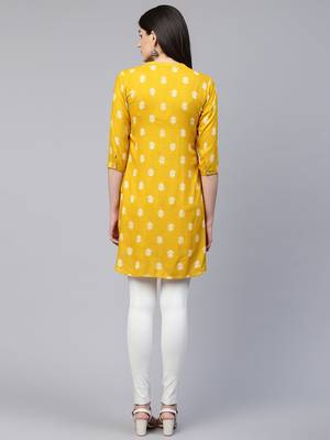 Mustard printed viscose rayon tunics 2