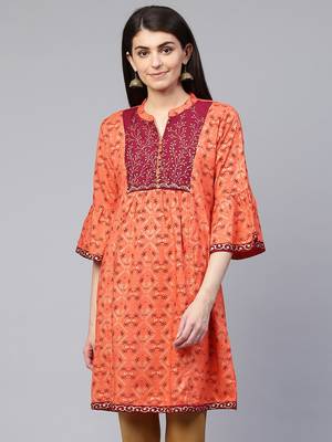 Peach embroidered viscose rayon tunics 1