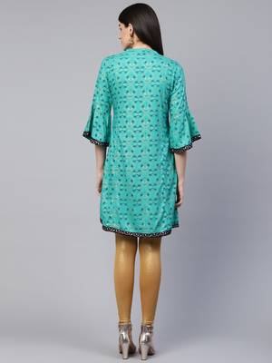 Teal embroidered viscose rayon tunics 2