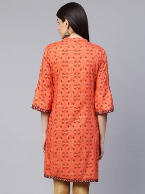 Peach embroidered viscose rayon tunics 2