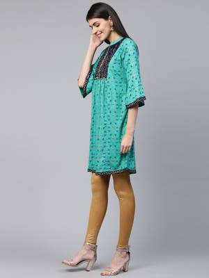 Teal embroidered viscose rayon tunics 4