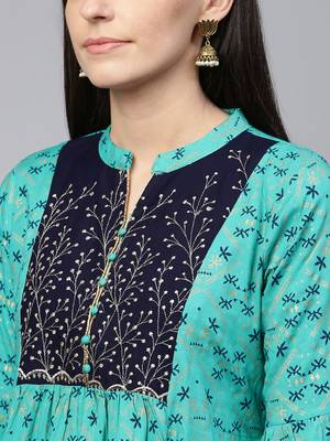 Teal embroidered viscose rayon tunics 5