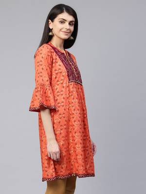 Peach embroidered viscose rayon tunics 4