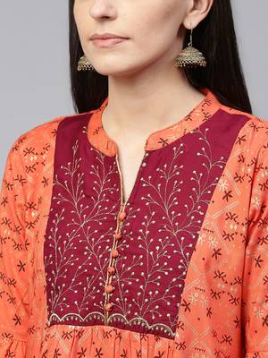 Peach embroidered viscose rayon tunics 5