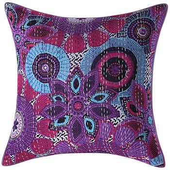 Texstylers 100% Cotton 16x16 Inches Assorted kantha work Embroidery Cushion cover(Pack of 5) 3