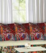 Texstylers 100% Cotton 16x16 Inches Assorted kantha work Embroidery Cushion cover(Pack of 5)