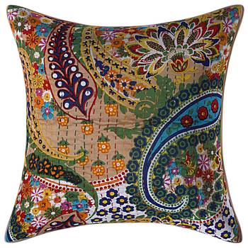 Texstylers 100% Cotton 16x16 Inches Assorted kantha work Embroidery Cushion cover(Pack of 5) 2