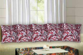 Texstylers 100% Cotton 16x16 Inches Assorted kantha work Embroidery Cushion cover(Pack of 5) 1