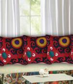 Texstylers 100% Cotton 16x16 Inches Assorted kantha work Embroidery Cushion cover(Pack of 5)