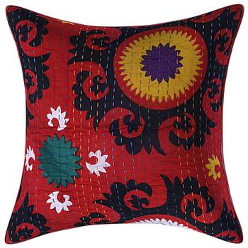 Texstylers 100% Cotton 16x16 Inches Assorted kantha work Embroidery Cushion cover(Pack of 5) 2