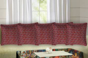 Texstylers 100% Cotton 16x16 Inches Assorted kantha work Embroidery Cushion cover(Pack of 5) 1