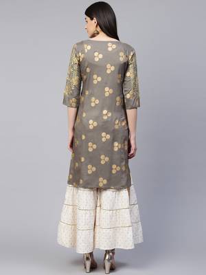 Grey embroidered cotton ethnic-kurtis 2
