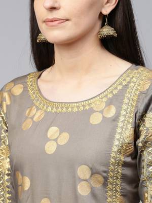 Grey embroidered cotton ethnic-kurtis 5
