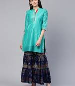 Turquoise brasso chanderi ethnic-kurtis