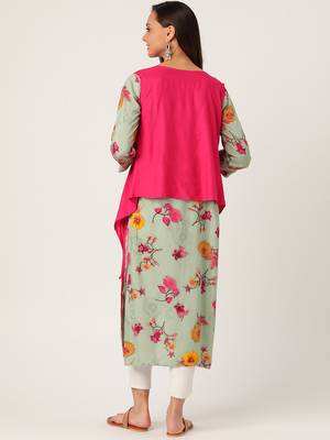 Grey printed viscose rayon ethnic-kurtis 2