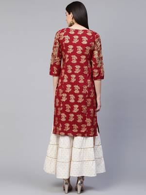 Red embroidered cotton ethnic-kurtis 2
