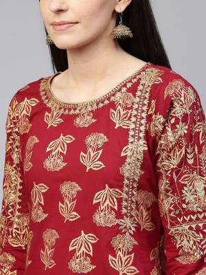 Red embroidered cotton ethnic-kurtis 5