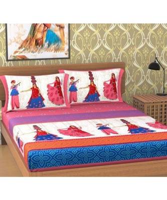 printed multicoloured double jaipuri bed sheets with pillow cover 1