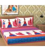 printed multicoloured double jaipuri bed sheets with pillow cover