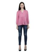 Pink plain viscose rayon cotton-tops