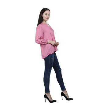 Pink plain viscose rayon cotton-tops 3