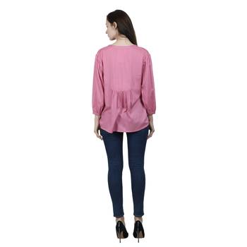 Pink plain viscose rayon cotton-tops 4