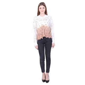 White embroidered blended cotton cotton-tops 1