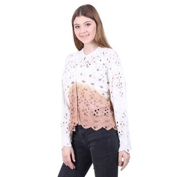 White embroidered blended cotton cotton-tops 2